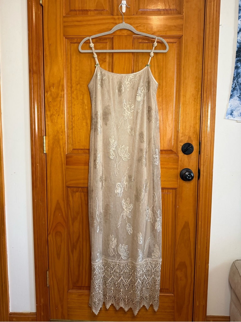 Cache Vintage Lace Maxi Dress with Floral pattern and Flower details Size Large